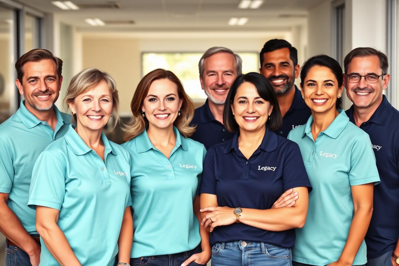 Family-owned cleaning business team gathered together in the office