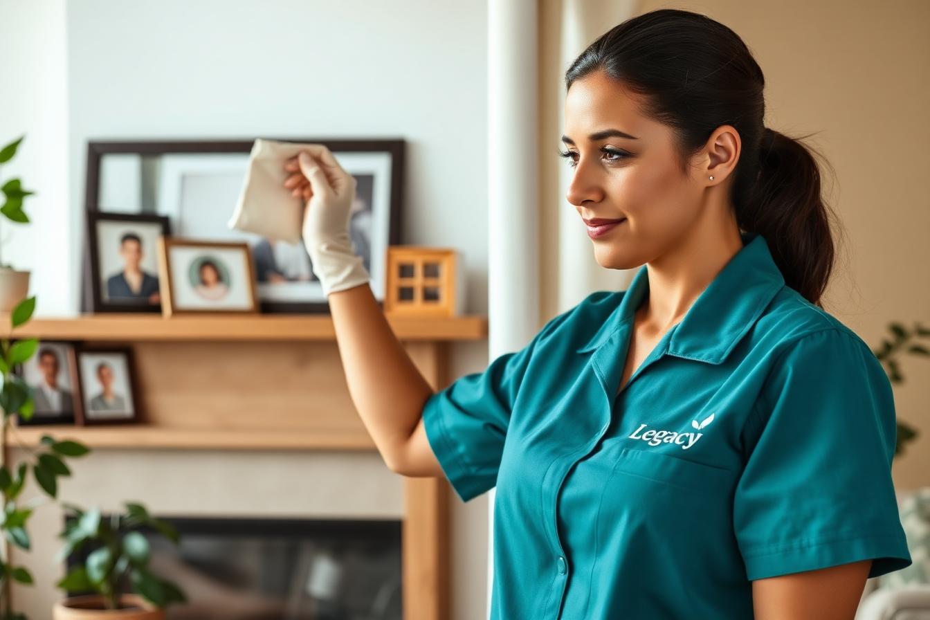 Compassionate cleaner providing service in a family home
